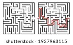 
Abstract maze. Find right way. Isolated simple square maze black line on white background. Vector illustration.
