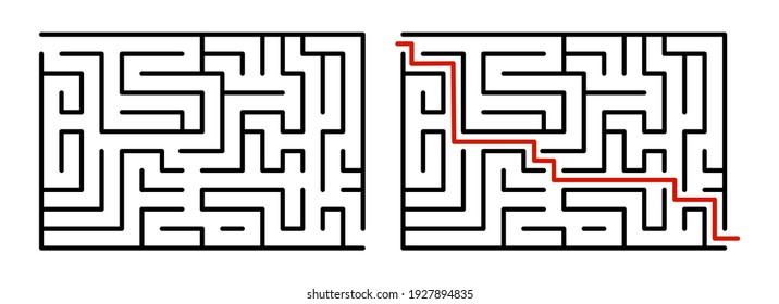 
Abstract maze. Find right way. Isolated simple square maze black line on white background. Vector illustration.