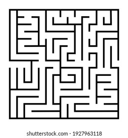 
Abstract maze. Find right way. Isolated simple square maze black line on white background. Vector illustration.