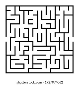 
Abstraktes Labyrinth. Finden Sie den richtigen Weg. Einzeln einfache quadratische Labyrinthe, schwarze Linie auf weißem Hintergrund. Vektorgrafik.