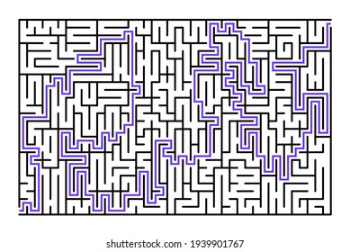 Abstract maze. Find right way. Isolated simple square maze black line on white background. Vector illustration.
