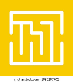 Abstract maze. Find right way. Isolated simple square maze black line on white background. Vector illustration.