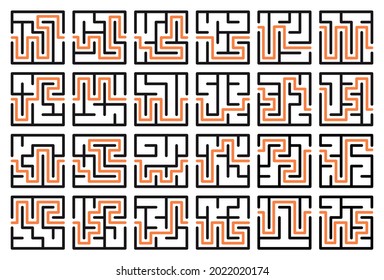 El laberinto abstracto. Encuentra bien. Línea negra aislada de laberinto cuadrado sobre fondo blanco. Ilustración vectorial.
