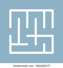 Abstract maze. Find right way. Isolated simple square maze black line on white background. Vector illustration.