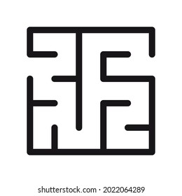 Abstract maze. Find right way. Isolated simple square maze black line on white background. Vector illustration.