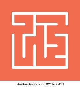 Abstract maze. Find right way. Isolated simple square maze black line on white background. Vector illustration.