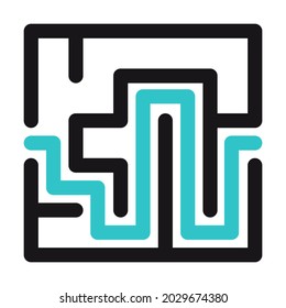 Abstract maze. Find right way. Isolated simple square maze black line on white background. Vector illustration.