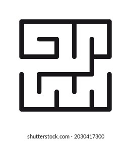 Abstract maze. Find right way. Isolated simple square maze black line on white background. Vector illustration.