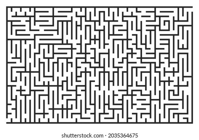 Abstract maze. Find right way. Isolated simple square maze black line on white background. Vector illustration.