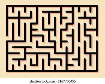 Abstract maze. Find right way. Isolated simple square maze black line on white background. Vector illustration.