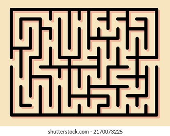 Abstract maze. Find right way. Isolated simple square maze black line on white background. Vector illustration.