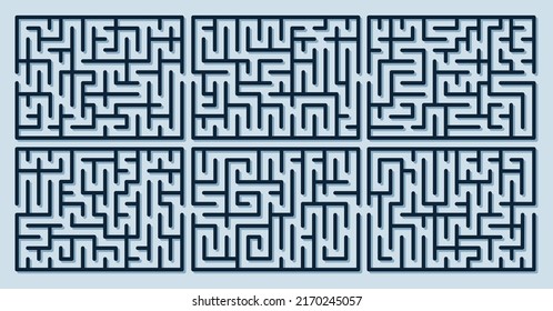 Abstract maze. Find right way. Isolated simple square maze black line on white background. Vector illustration.