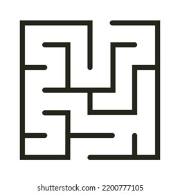 Abstract maze. Find right way. Isolated simple square maze black line on white background. Vector illustration.
