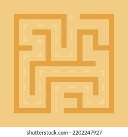 Abstract maze. Find right way. Isolated simple square maze black line on white background. Vector illustration.