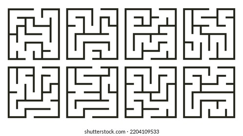 Abstract maze. Find right way. Isolated simple square maze black line on white background. Vector illustration.