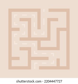 Abstract maze. Find right way. Isolated simple square maze black line on white background. Vector illustration.