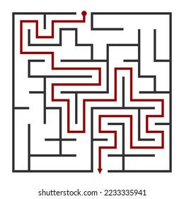 
Abstract maze. Find right way. Isolated simple square maze black line on white background. Vector illustration.