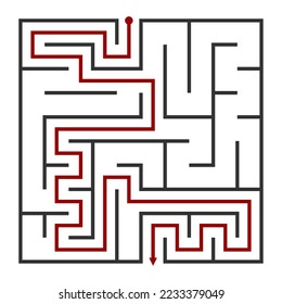 
Abstract maze. Find right way. Isolated simple square maze black line on white background. Vector illustration.