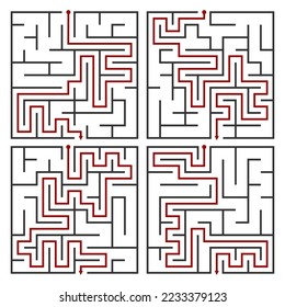 
Abstract maze. Find right way. Isolated simple square maze black line on white background. Vector illustration.