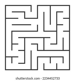 
Abstract maze. Find right way. Isolated simple square maze black line on white background. Vector illustration.