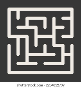 Abstract maze. Find right way. Isolated simple square maze black line on white background. Vector illustration.