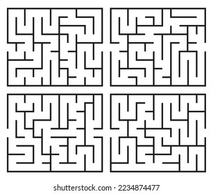 Abstract maze. Find right way. Isolated simple square maze black line on white background. Vector illustration.
