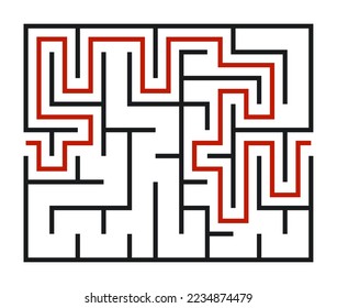 Abstract maze. Find right way. Isolated simple square maze black line on white background. Vector illustration.
