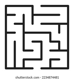 Abstract maze. Find right way. Isolated simple square maze black line on white background. Vector illustration.
