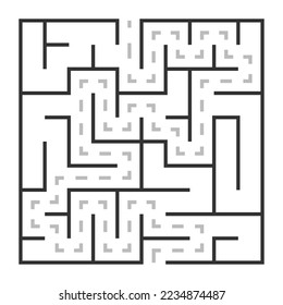 
Abstract maze. Find right way. Isolated simple square maze black line on white background. Vector illustration.