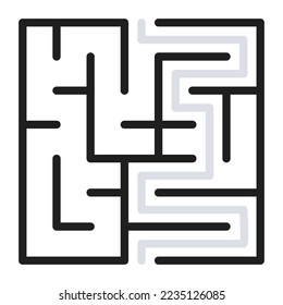 Abstract maze. Find right way. Isolated simple square maze black line on white background. Vector illustration.
