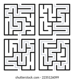 Abstract maze. Find right way. Isolated simple square maze black line on white background. Vector illustration.