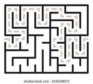Abstraktes Labyrinth. Finden Sie den richtigen Weg. Einzeln einfache quadratische Labyrinthe, schwarze Linie auf weißem Hintergrund. Vektorgrafik.