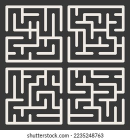 Abstract maze. Find right way. Isolated simple square maze black line on white background. Vector illustration.