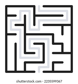 El laberinto abstracto. Encuentra bien. Línea negra aislada de laberinto cuadrado sobre fondo blanco. Ilustración vectorial.