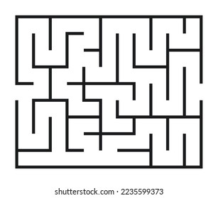 Abstract maze. Find right way. Isolated simple square maze black line on white background. Vector illustration.
