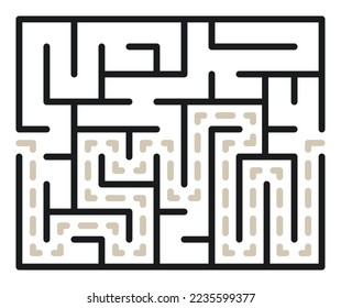 Abstraktes Labyrinth. Finden Sie den richtigen Weg. Einzeln einfache quadratische Labyrinthe, schwarze Linie auf weißem Hintergrund. Vektorgrafik.
