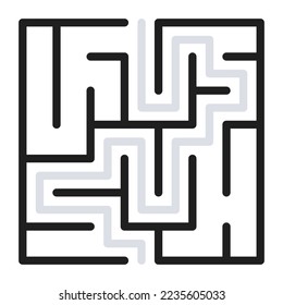 Abstract maze. Find right way. Isolated simple square maze black line on white background. Vector illustration.