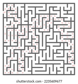 El laberinto abstracto. Encuentra bien. Línea negra aislada de laberinto cuadrado sobre fondo blanco. Ilustración vectorial.