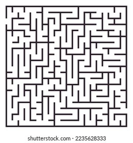 Abstract maze. Find right way. Isolated simple square maze black line on white background. Vector illustration.