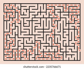 Abstract maze. Find right way. Isolated simple square maze black line on white background. Vector illustration.