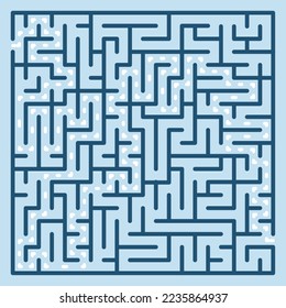 Abstract maze. Find right way. Isolated simple square maze black line on white background. Vector illustration.