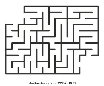 Abstract maze. Find right way. Isolated simple square maze black line on white background. Vector illustration.