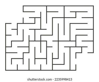 Abstract maze. Find right way. Isolated simple square maze black line on white background. Vector illustration.