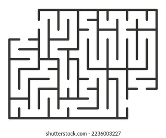 Abstract maze. Find right way. Isolated simple square maze black line on white background. Vector illustration.