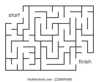 Abstract maze. Find right way. Isolated simple square maze black line on white background. Vector illustration.