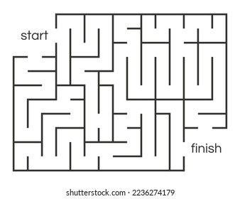 Abstract maze. Find right way. Isolated simple square maze black line on white background. Vector illustration.