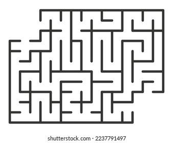 Abstract maze. Find right way. Isolated simple square maze black line on white background. Vector illustration.