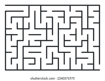 Abstract maze. Find right way. Isolated simple square maze black line on white background. Vector illustration.