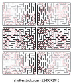 Abstract maze. Find right way. Isolated simple square maze black line on white background. Vector illustration.