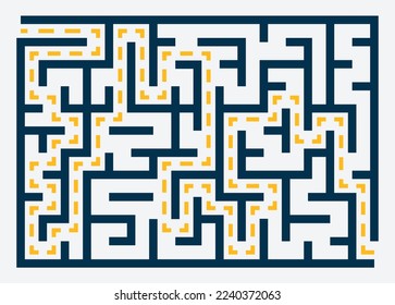 Abstract maze. Find right way. Isolated simple square maze black line on white background. Vector illustration.